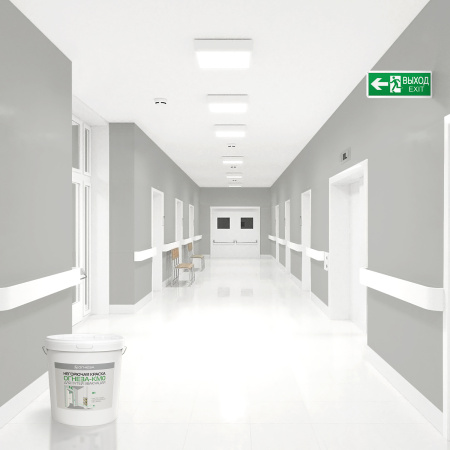 Краска негорючая для путей эвакуации ОГНЕЗА-КМ0,  Серый,  25 кг